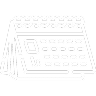 A simple calendar icon featuring a grid layout with a prominent date highlighted in the center.