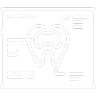 A simple tooth icon, depicted in a clean, minimalist style, representing dental health and hygiene.