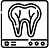 X-ray illustration of a tooth, highlighting its internal features and dental condition.